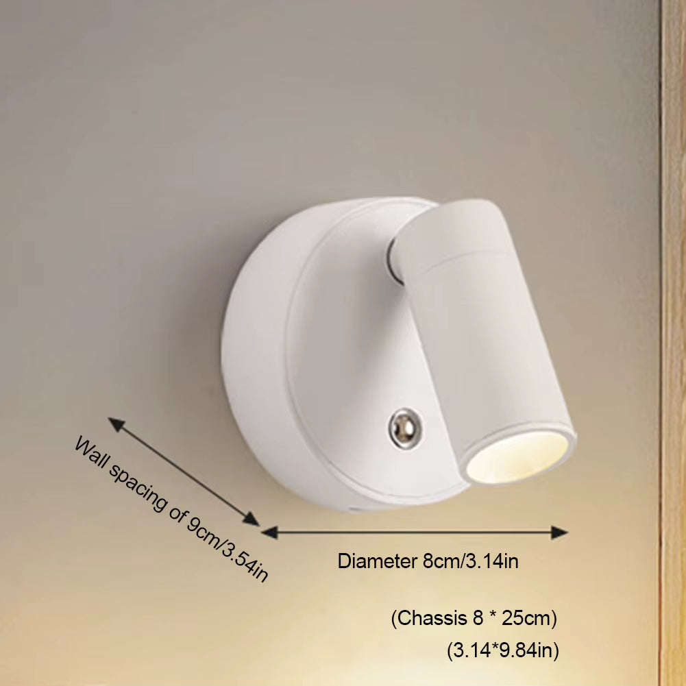 Adjustable Wall Light USB Rechargeable 1800Mah LED Wall Sconces Light COB 3W LED Wall Light Backlight Indoor Lighting Room Decor