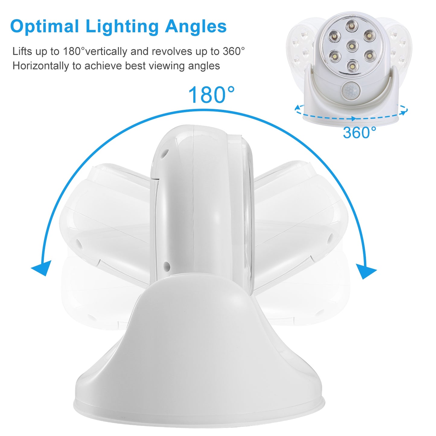1Pc Wireless LED Spotlight Night Lamp 360 Degree Rotatable with 90 Degree Motion Sensor Battery Operated with 23Ft Sensing Range for Closet Bathroom