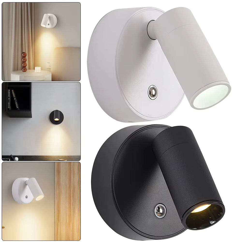 Adjustable Wall Light USB Rechargeable 1800Mah LED Wall Sconces Light COB 3W LED Wall Light Backlight Indoor Lighting Room Decor
