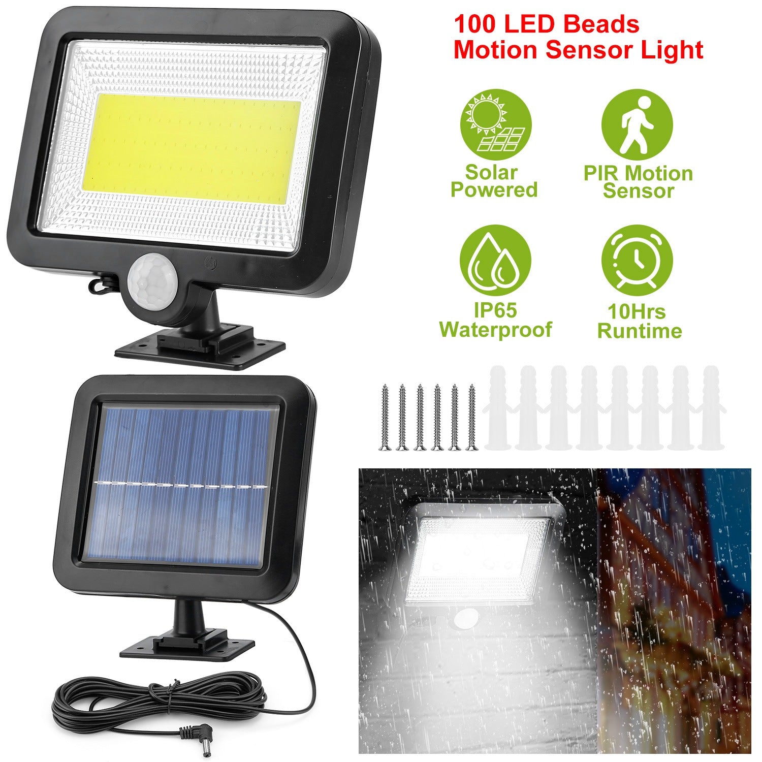 Solar Powered Wall Lights Outdoor Motion Sensor Lamp IP65 Waterproof Dusk to Dawn Sensor Light for Front Door Deck