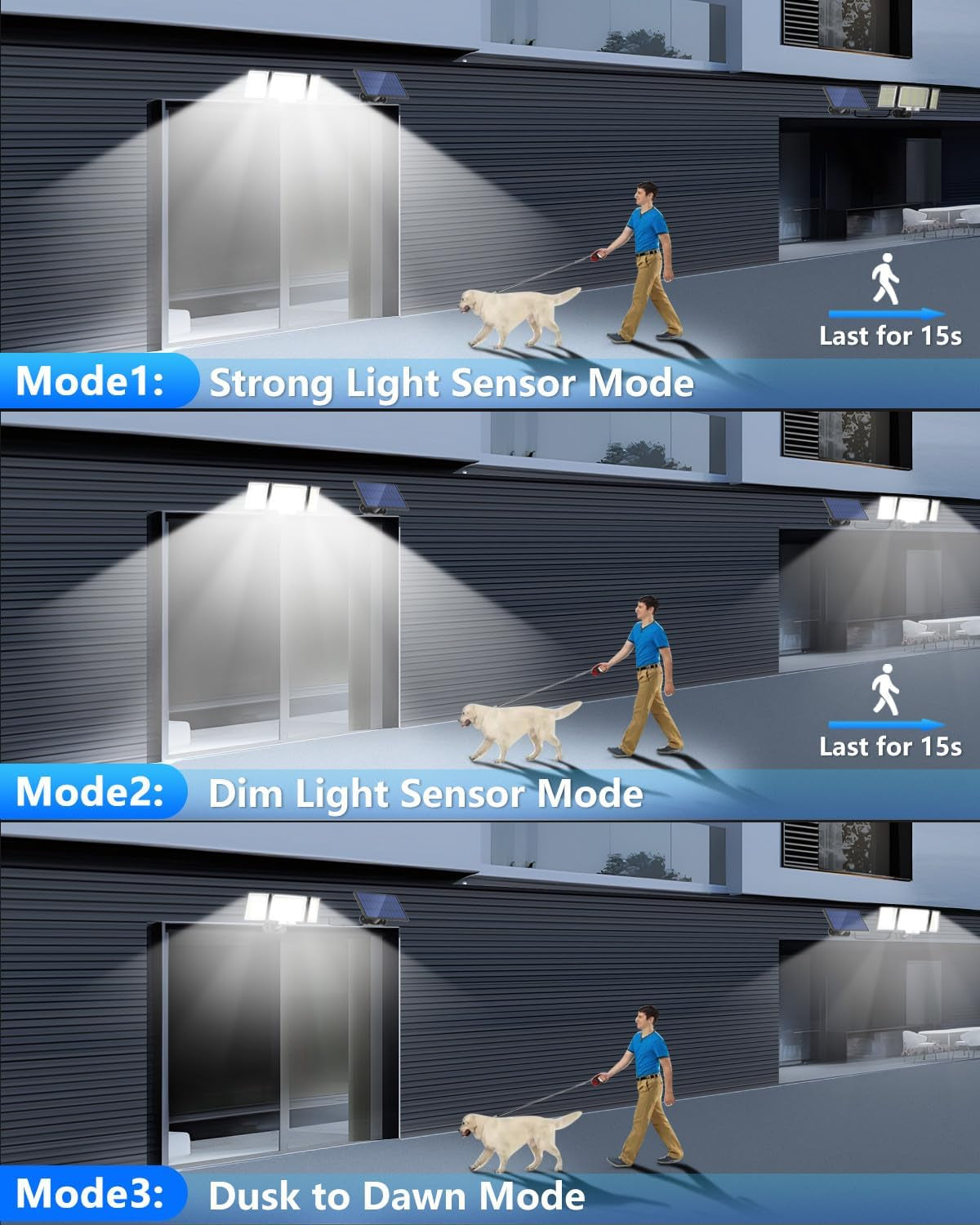 1,2 Pack Solar Lights Outdoor 348 LED Motion Sensor Lights with Remote Control 3 Head Waterproof