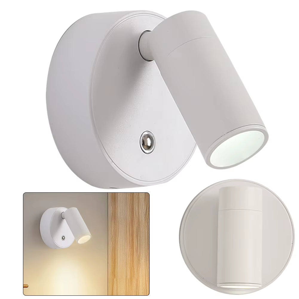 Adjustable Wall Light USB Rechargeable 1800Mah LED Wall Sconces Light COB 3W LED Wall Light Backlight Indoor Lighting Room Decor