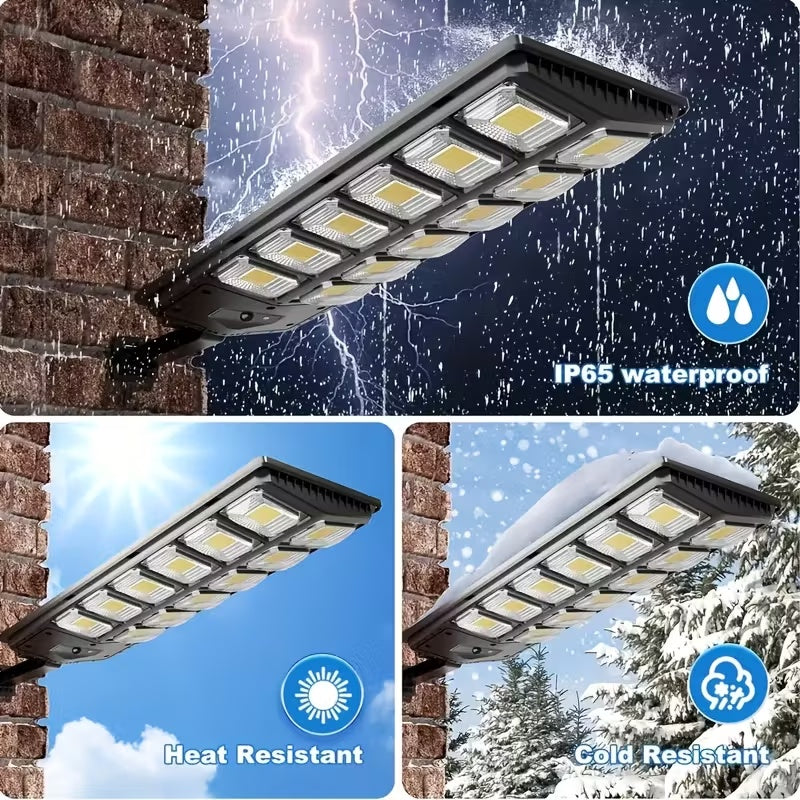504LED Solar Induction Motion Sensor Street Lamp, Remote Control Solar Wall Light with 3 Lighting Modes, 4500Mah,Dusk to Dawn Security Lighting for Garden Schools, Streets, Courtyards, Gardens, Walkw