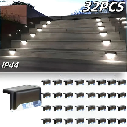 32/16 PCS Solar Deck Lights Outdoor, Solar Step Lights Waterproof Led Solar Lights for Outdoor Stairs, Step , Fence, Yard, Patio, and Pathway Family'S Gifts (Warm White)