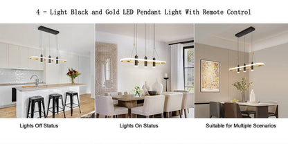 Javeriah 4 - Light Black Gold Dimmable LED Pendant Light No Bulb