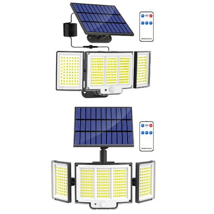 1,2 Pack Solar Lights Outdoor 348 LED Motion Sensor Lights with Remote Control 3 Head Waterproof