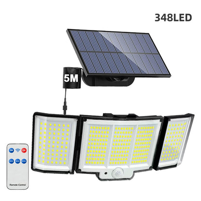 1,2 Pack Solar Lights Outdoor 348 LED Motion Sensor Lights with Remote Control 3 Head Waterproof
