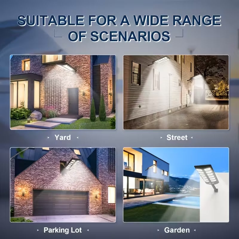 504LED Solar Induction Motion Sensor Street Lamp, Remote Control Solar Wall Light with 3 Lighting Modes, 4500Mah,Dusk to Dawn Security Lighting for Garden Schools, Streets, Courtyards, Gardens, Walkw