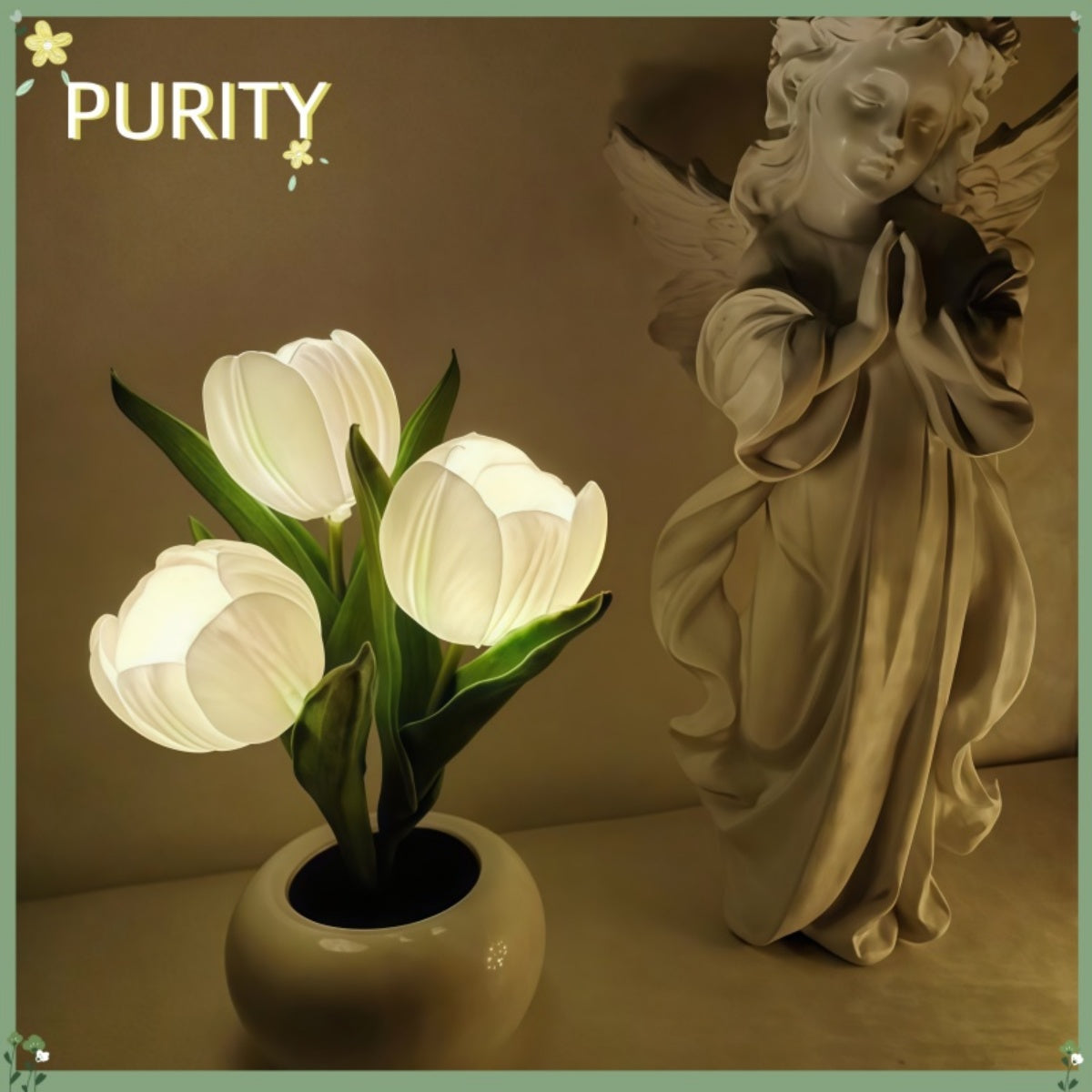 Tulip Lamp - LED Replica Tulip Table Lamp with Flower Vase for Desktop Decoration,Suitable for Home,Living Room,Desktop Decoration,Holiday Gifts,Atmosphere Decoration Lamps,Powered by USB