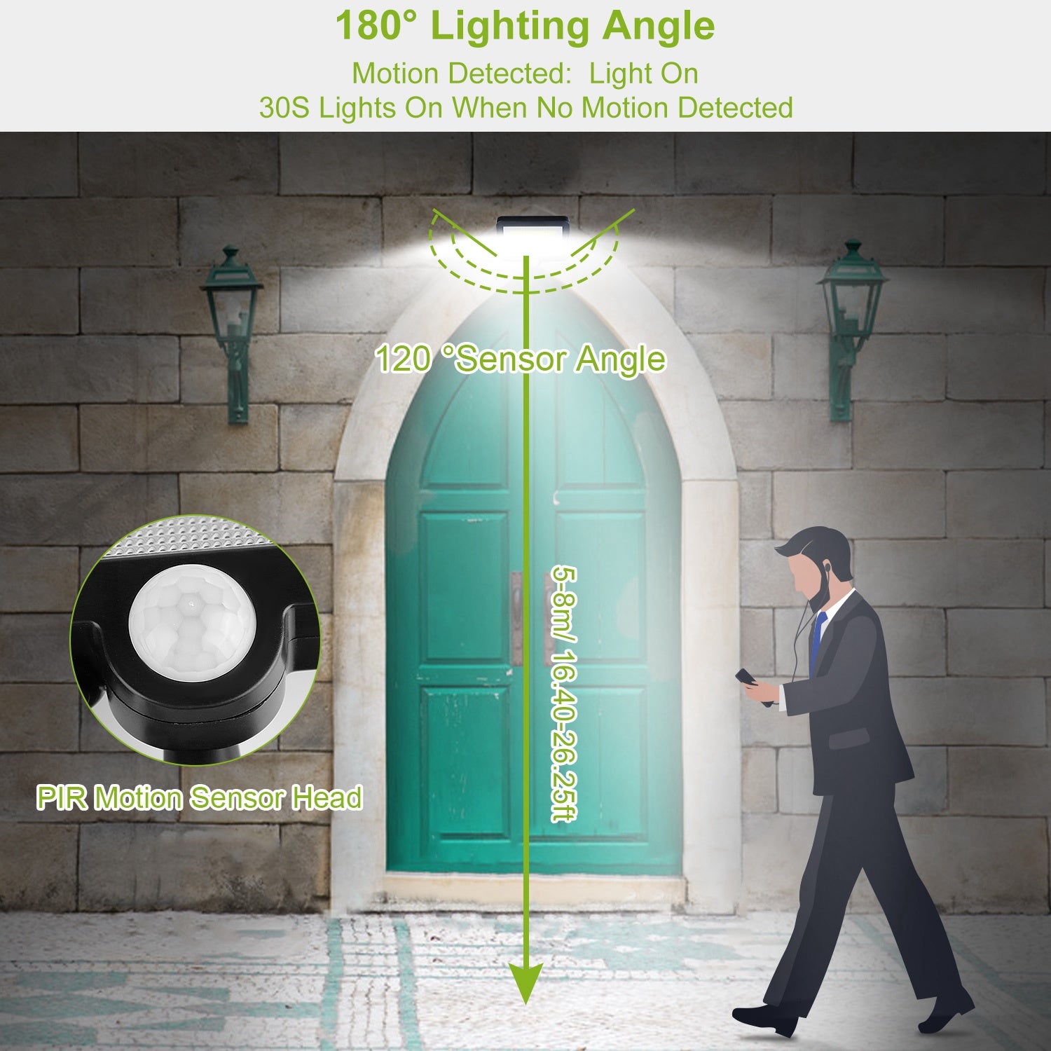 Solar Powered Wall Lights Outdoor Motion Sensor Lamp IP65 Waterproof Dusk to Dawn Sensor Light for Front Door Deck
