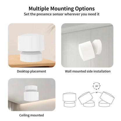 Tuya Zigbee or Wifi Smart Human Presence Sensor 24G Mmwave Radar 20Ft Motion/15Ft Static Detection Alexa Google Assistant Voice