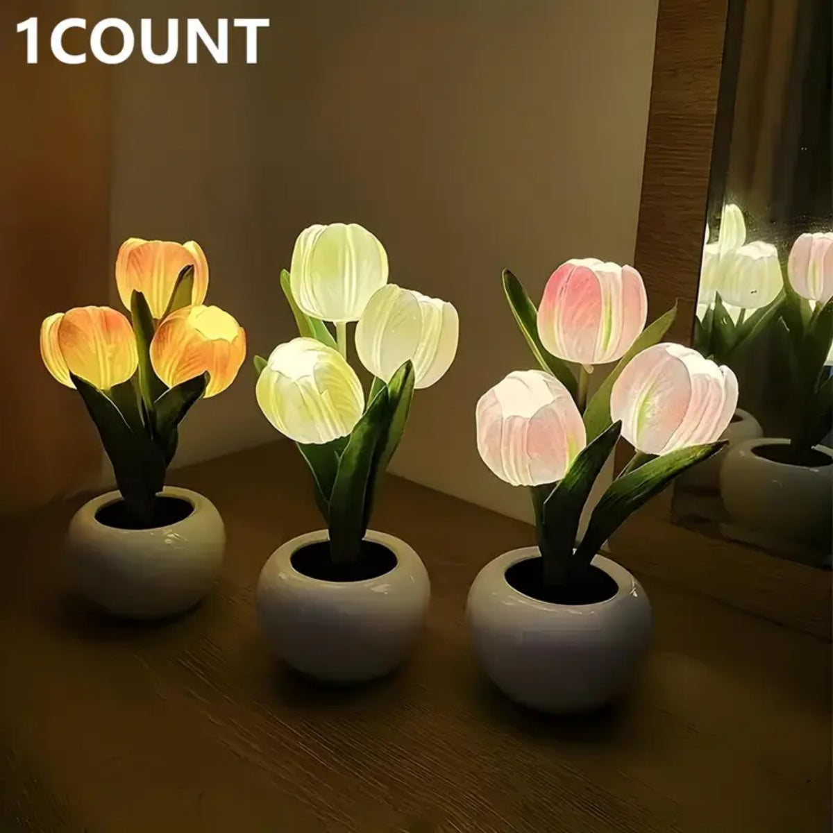 Tulip Lamp - LED Replica Tulip Table Lamp with Flower Vase for Desktop Decoration,Suitable for Home,Living Room,Desktop Decoration,Holiday Gifts,Atmosphere Decoration Lamps,Powered by USB