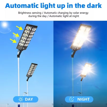 504LED Solar Induction Motion Sensor Street Lamp, Remote Control Solar Wall Light with 3 Lighting Modes, 4500Mah,Dusk to Dawn Security Lighting for Garden Schools, Streets, Courtyards, Gardens, Walkw