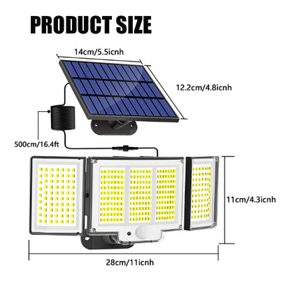 1,2 Pack Solar Lights Outdoor 348 LED Motion Sensor Lights with Remote Control 3 Head Waterproof