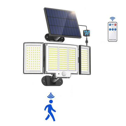 1,2 Pack Solar Lights Outdoor 348 LED Motion Sensor Lights with Remote Control 3 Head Waterproof
