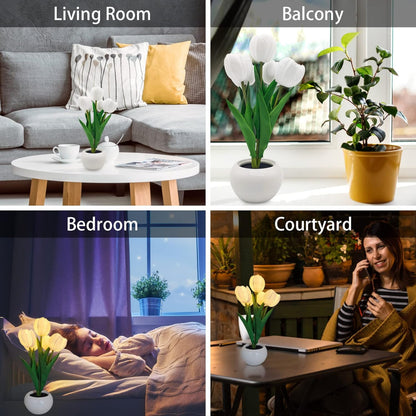 Tulip Lamp - LED Replica Tulip Table Lamp with Flower Vase for Desktop Decoration,Suitable for Home,Living Room,Desktop Decoration,Holiday Gifts,Atmosphere Decoration Lamps,Powered by USB