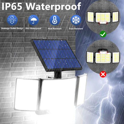 1,2 Pack Solar Lights Outdoor 348 LED Motion Sensor Lights with Remote Control 3 Head Waterproof