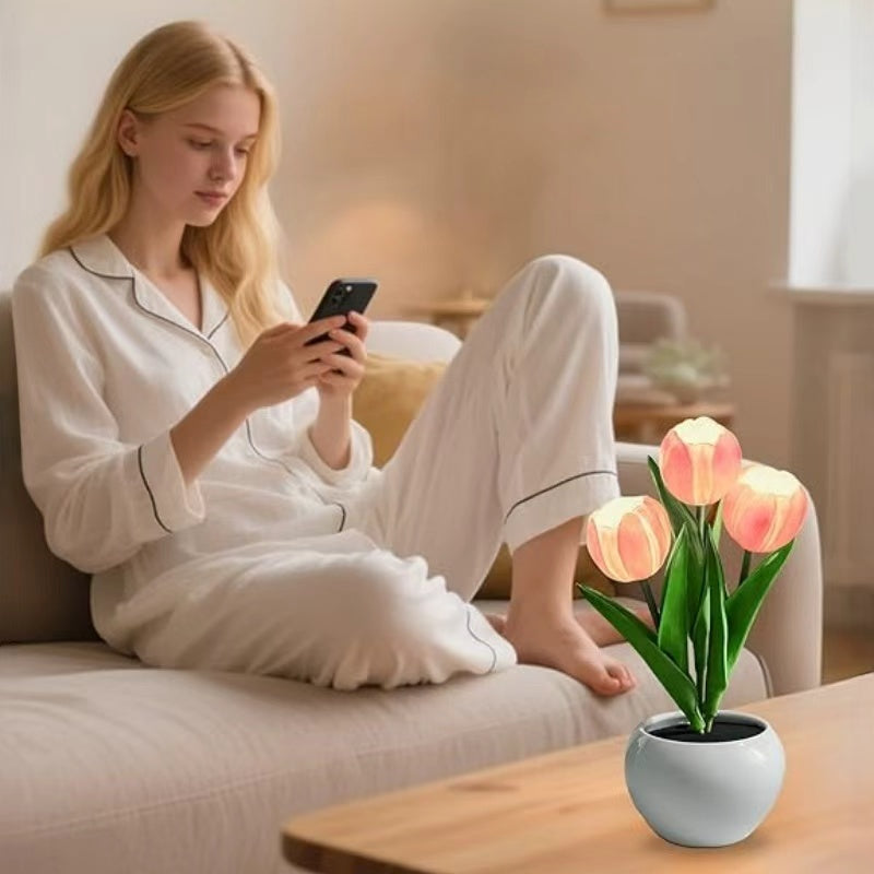 Tulip Lamp - LED Replica Tulip Table Lamp with Flower Vase for Desktop Decoration,Suitable for Home,Living Room,Desktop Decoration,Holiday Gifts,Atmosphere Decoration Lamps,Powered by USB