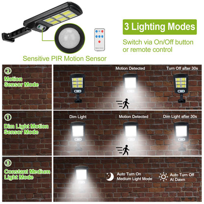 1Pc 450W 300W 200W Solar Powered Motion Sensor Wall Lights Outdoor IP65 Waterproof 3 Modes with Remote Control for Street Front Door Deck
