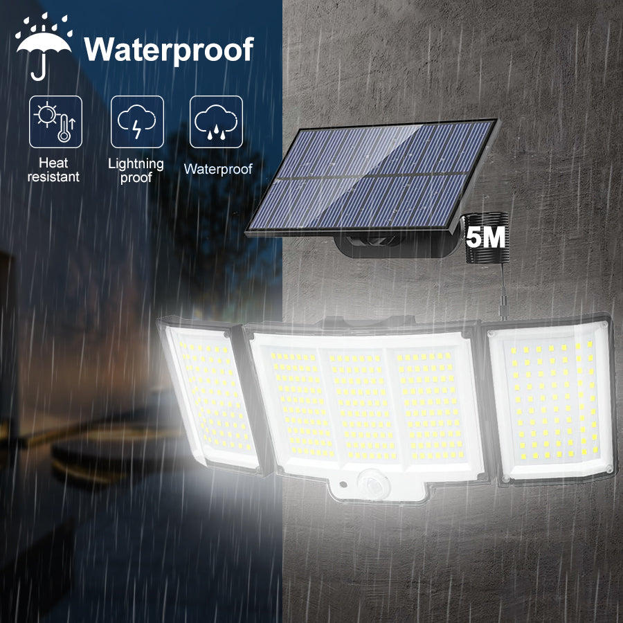 1,2 Pack Solar Lights Outdoor 348 LED Motion Sensor Lights with Remote Control 3 Head Waterproof