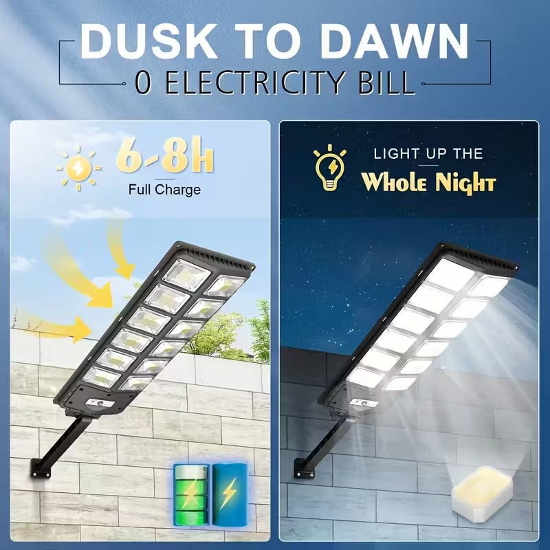 504LED Solar Induction Motion Sensor Street Lamp, Remote Control Solar Wall Light with 3 Lighting Modes, 4500Mah,Dusk to Dawn Security Lighting for Garden Schools, Streets, Courtyards, Gardens, Walkw