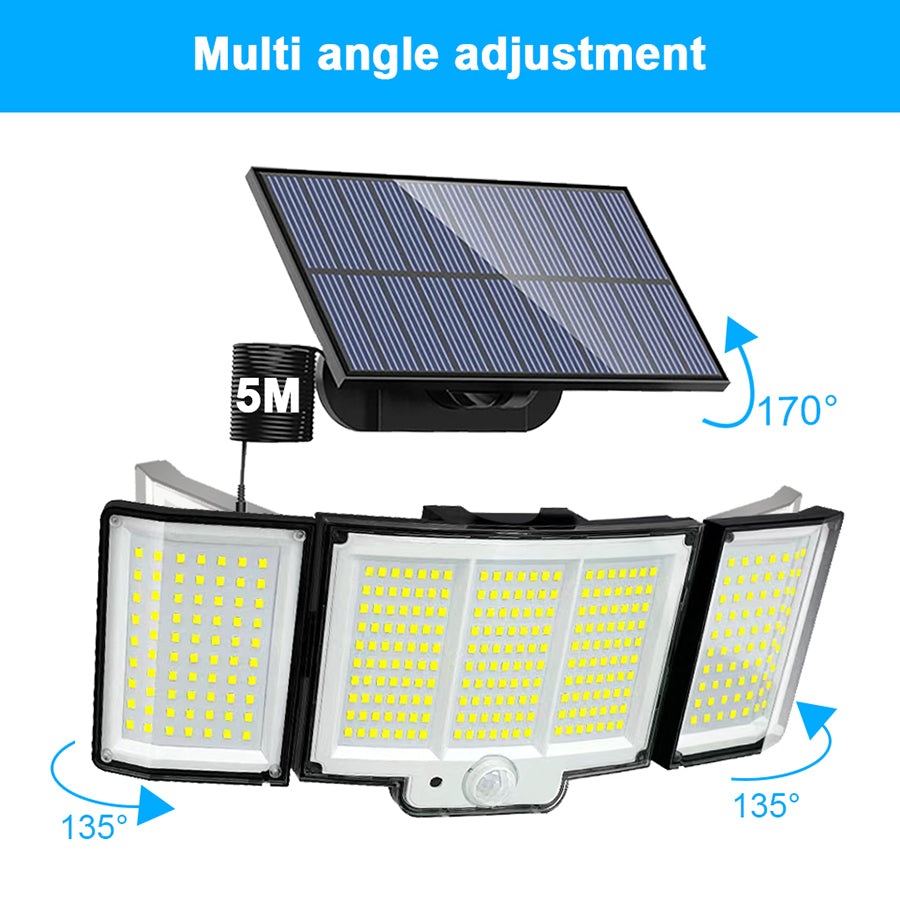 1,2 Pack Solar Lights Outdoor 348 LED Motion Sensor Lights with Remote Control 3 Head Waterproof