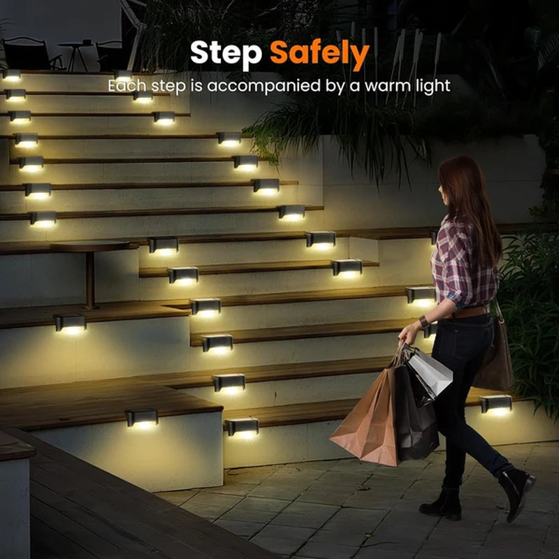32/16 PCS Solar Deck Lights Outdoor, Solar Step Lights Waterproof Led Solar Lights for Outdoor Stairs, Step , Fence, Yard, Patio, and Pathway Family'S Gifts (Warm White)