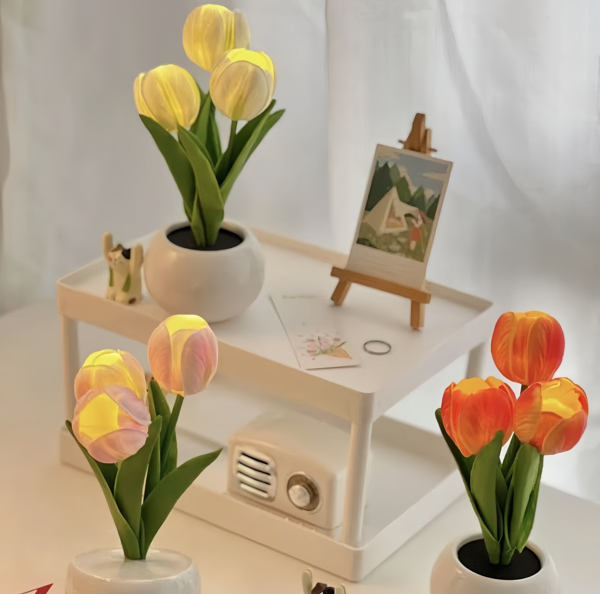Tulip Lamp - LED Replica Tulip Table Lamp with Flower Vase for Desktop Decoration,Suitable for Home,Living Room,Desktop Decoration,Holiday Gifts,Atmosphere Decoration Lamps,Powered by USB
