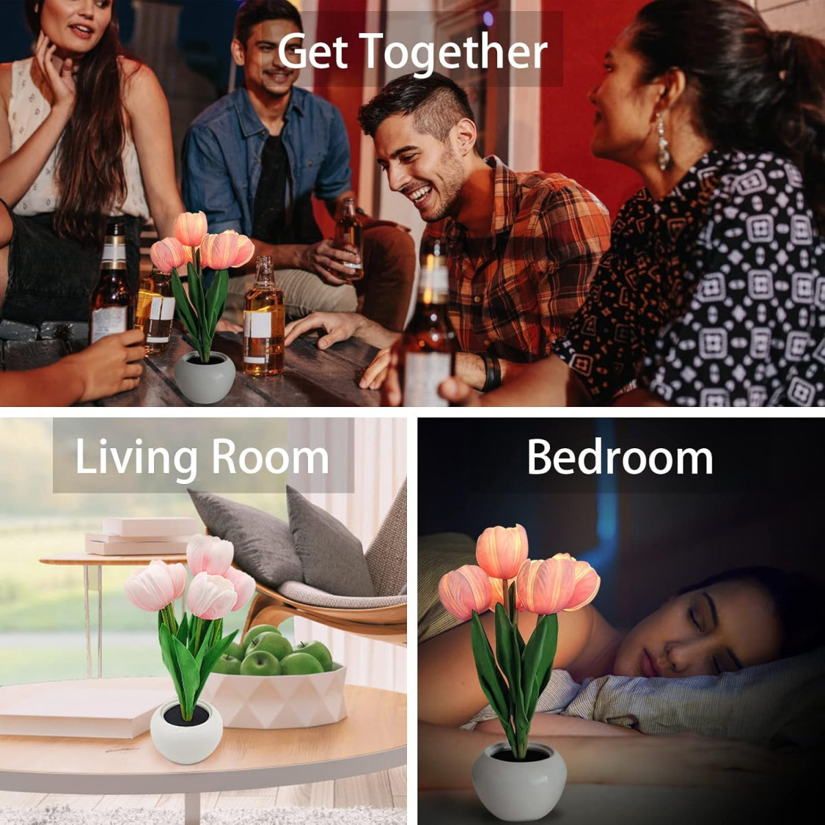 Tulip Lamp - LED Replica Tulip Table Lamp with Flower Vase for Desktop Decoration,Suitable for Home,Living Room,Desktop Decoration,Holiday Gifts,Atmosphere Decoration Lamps,Powered by USB