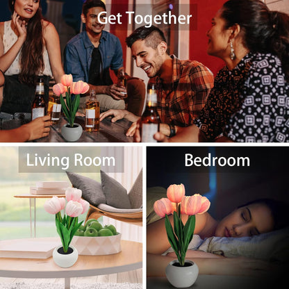 Tulip Lamp - LED Replica Tulip Table Lamp with Flower Vase for Desktop Decoration,Suitable for Home,Living Room,Desktop Decoration,Holiday Gifts,Atmosphere Decoration Lamps,Powered by USB